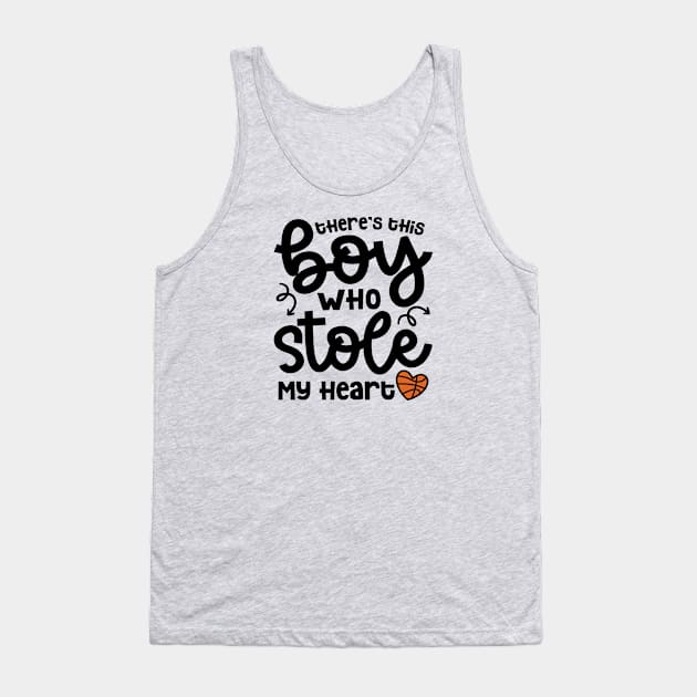 There's This Boy Who Stole My Heart Basketball Mom Cute Funny Tank Top by GlimmerDesigns